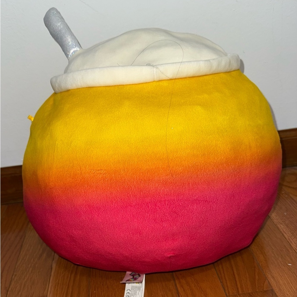 Squishmellow Yellow and Pink Smiling Plush Pillow - Picture 3 of 3